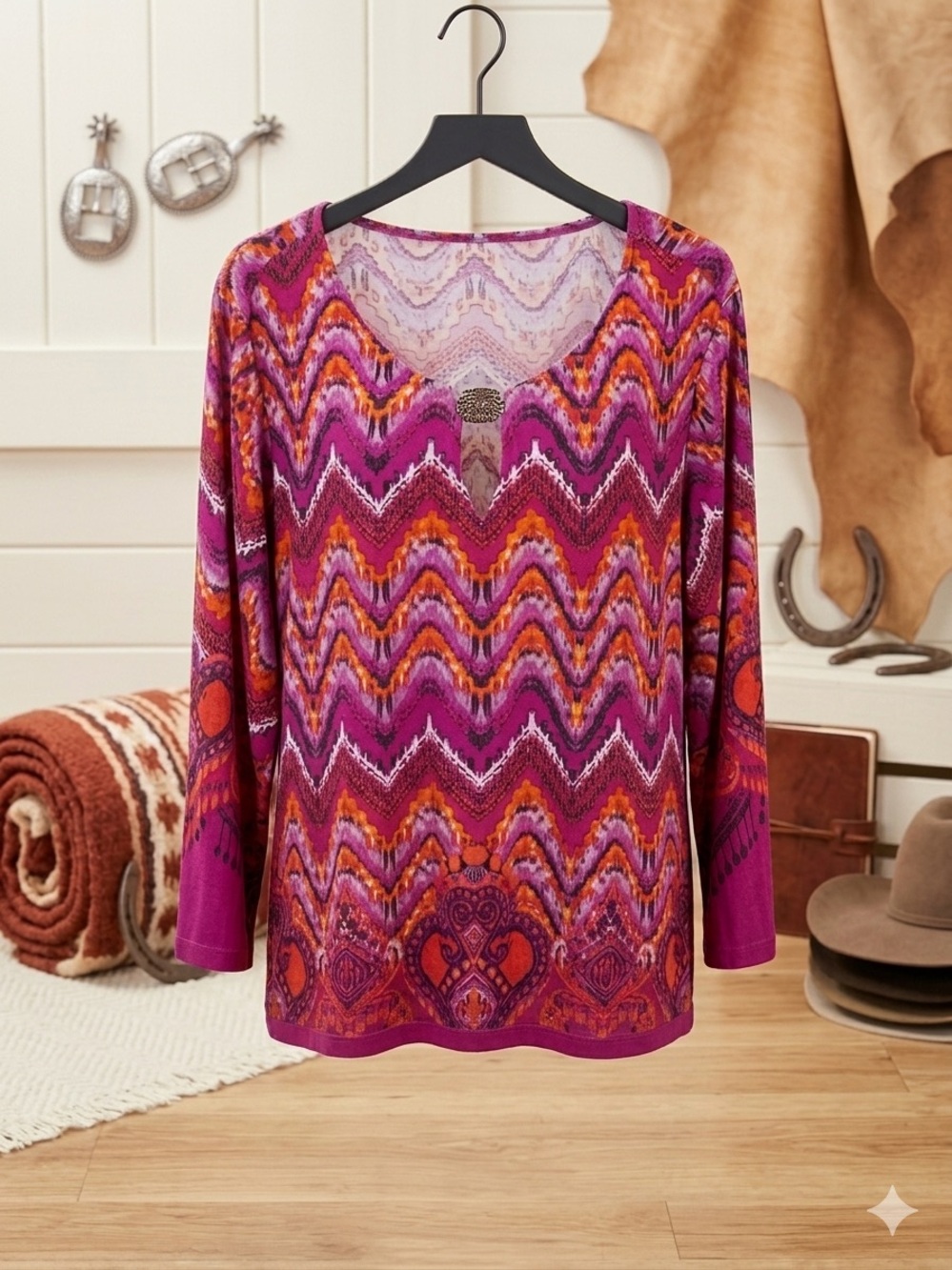 Sunny Leigh Magenta Paisley Print Top